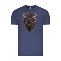 Vintage Denim bison with american flag glasses Vintage Tee - RanaPortraitStore