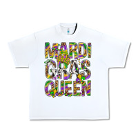White Mardi Gras Queen Urban Heavy Tee - BundleAndBundleShop
