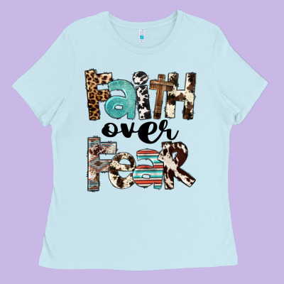 Western Faith Over Fear Ladies Tee Designed By Fadigitalartstudio