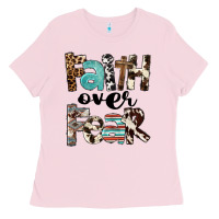 Bubblegum Pink Western Faith Over Fear Ladies Tee - FaDigitalArtStudio