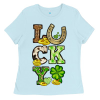 Baby Blue St. Patrick's Western lucky Ladies Tee - OliviaCreatesArt