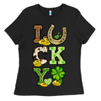 Black St. Patrick's Western lucky Ladies Tee - OliviaCreatesArt