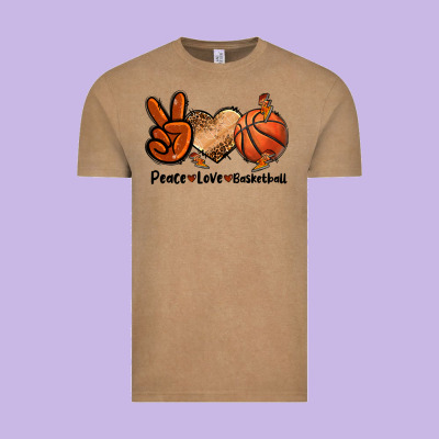 Peace Love Basketball Vintage Tee Designed By Fadigitalartstudio