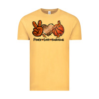 Vintage Mustard Peace Love Basketball Vintage Tee - FaDigitalArtStudio