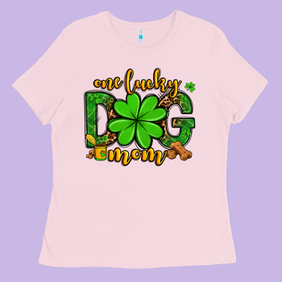 One Lucky Dog Mom St. Patrick's Ladies Tee Designed By Oliviacreatesart