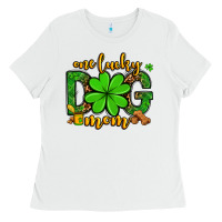 White One lucky dog mom St. Patrick's Ladies Tee - OliviaCreatesArt