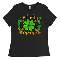 Black One lucky dog mom St. Patrick's Ladies Tee - OliviaCreatesArt