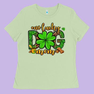 One Lucky Dog Mom St. Patrick's Ladies Tee Designed By Oliviacreatesart