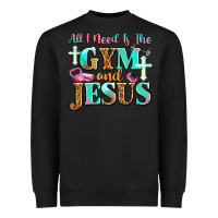 Black all i need is the gym and jesus Heavyweight Sweatshirt - JahusDesignShop