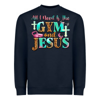 Navy all i need is the gym and jesus Heavyweight Sweatshirt - JahusDesignShop