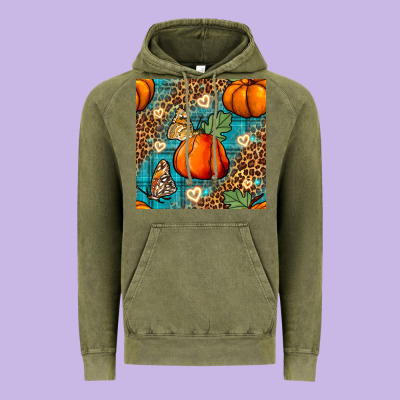 Pumpkin And Butterfly Seamless Pattern Vintage Hoodie Designed By Bundleandbundleshop