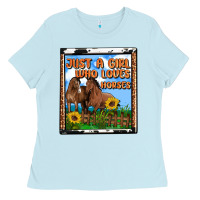 Baby Blue western just a girl who loves horses Ladies Tee - OliviaCreatesArt