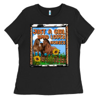 Black western just a girl who loves horses Ladies Tee - OliviaCreatesArt