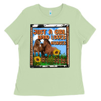 Matcha western just a girl who loves horses Ladies Tee - OliviaCreatesArt