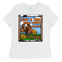 White western just a girl who loves horses Ladies Tee - OliviaCreatesArt