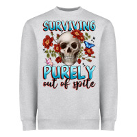 Heather Grey surviving purely out of spite Heavyweight Sweatshirt - JahusDesignShop