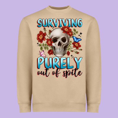 Surviving Purely Out Of Spite Heavyweight Sweatshirt Designed By Jahusdesignshop