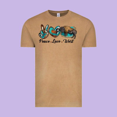 Peace Love West Bison Vintage Tee Designed By Ranaportraitstore