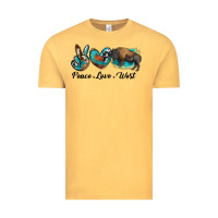 Vintage Mustard peace love west bison Vintage Tee - RanaPortraitStore