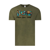 Vintage Olive peace love west bison Vintage Tee - RanaPortraitStore