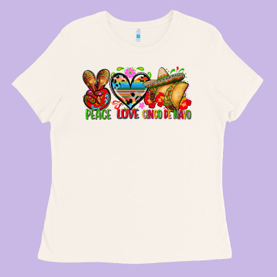 Peace Love Cinco De Mayo Ladies Tee Designed By Fadigitalartstudio