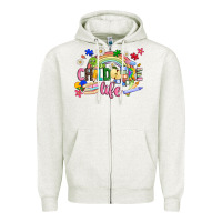Oatmeal Heather childcare life Zipper Hoodie - JahusDesignShop