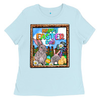 Baby Blue Happy Easter Day Ladies Tee - OliviaCreatesArt