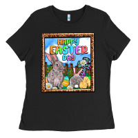 Black Happy Easter Day Ladies Tee - OliviaCreatesArt