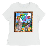 White Happy Easter Day Ladies Tee - OliviaCreatesArt