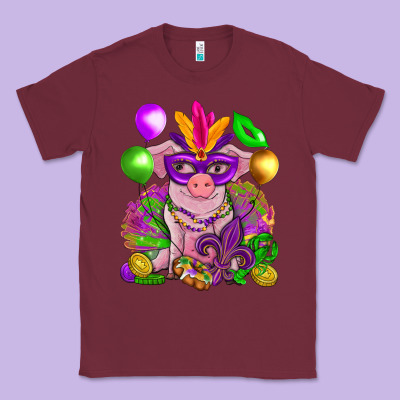 Mardi Gras Pig Classic Tee Designed By Howdyjamesfarm