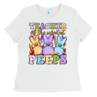 White Easter Day Teacher of the sweetest peeps Ladies Tee - OliviaCreatesArt
