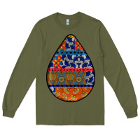 Army Green african fabric pattern teardrop earrings 4 Long Sleeve Tee - BundleAndBundleShop