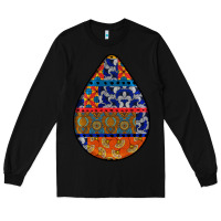 Black african fabric pattern teardrop earrings 4 Long Sleeve Tee - BundleAndBundleShop