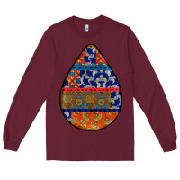 Burgundy african fabric pattern teardrop earrings 4 Long Sleeve Tee - BundleAndBundleShop