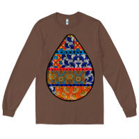 Chestnut african fabric pattern teardrop earrings 4 Long Sleeve Tee - BundleAndBundleShop