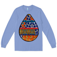 Colony Blue african fabric pattern teardrop earrings 4 Long Sleeve Tee - BundleAndBundleShop