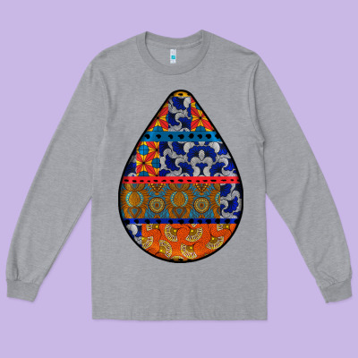 African Fabric Pattern Teardrop Earrings 4 Long Sleeve Tee Designed By Bundleandbundleshop