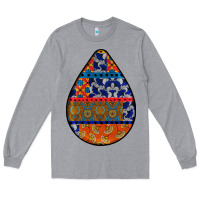 Heather Grey african fabric pattern teardrop earrings 4 Long Sleeve Tee - BundleAndBundleShop