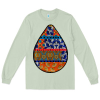 Matcha african fabric pattern teardrop earrings 4 Long Sleeve Tee - BundleAndBundleShop