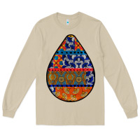 Mushroom african fabric pattern teardrop earrings 4 Long Sleeve Tee - BundleAndBundleShop