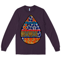 Plum african fabric pattern teardrop earrings 4 Long Sleeve Tee - BundleAndBundleShop