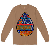 Toasted Coconut african fabric pattern teardrop earrings 4 Long Sleeve Tee - BundleAndBundleShop