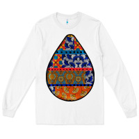 White african fabric pattern teardrop earrings 4 Long Sleeve Tee - BundleAndBundleShop