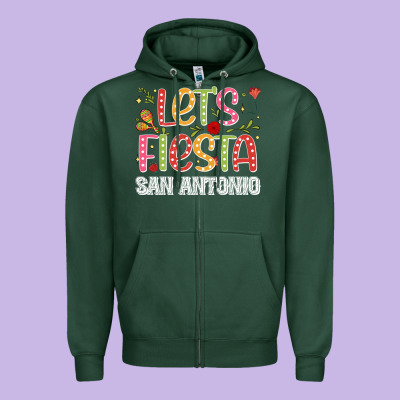 Lets Fiesta San Antonio Zipper Hoodie Designed By Jahusdesignshop