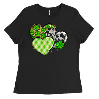 St. Patrick's Day Cowhide Hearts Ladies Tee | Teevron