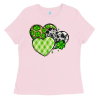 Bubblegum Pink St. Patrick's Day cowhide hearts Ladies Tee - OliviaCreatesArt