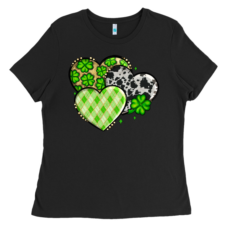 St. Patrick's Day Cowhide Hearts Ladies Tee by OliviaCreatesArt | Teevron