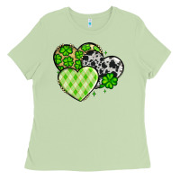 Matcha St. Patrick's Day cowhide hearts Ladies Tee - OliviaCreatesArt
