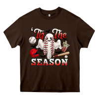 Chocolate Brown tis the season baseball halloween Heavy Core Tee - CowGirlArtShop