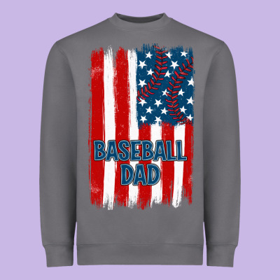 Baseball Dad American Flag Heavyweight Sweatshirt Designed By Jahusdesignshop